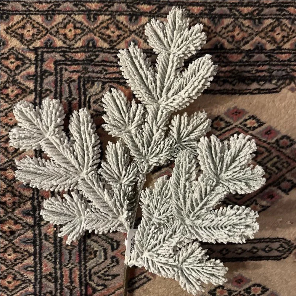 NEW Set of 3 Elegant White Frosted Pine Stems